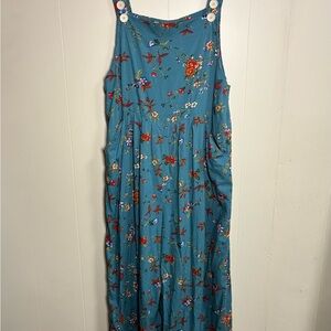 Floral Blue Sleeveless Dress